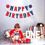 ZTZTST Happy Birthday Banner Baseball – Navy Blue, Red, White | Baseball Party Decor