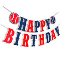 ZTZTST Happy Birthday Banner Baseball – Navy Blue, Red, White | Baseball Party Decor