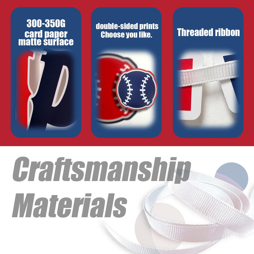 ZTZTST Happy Birthday Banner Baseball – Navy Blue, Red, White | Baseball Party Decor