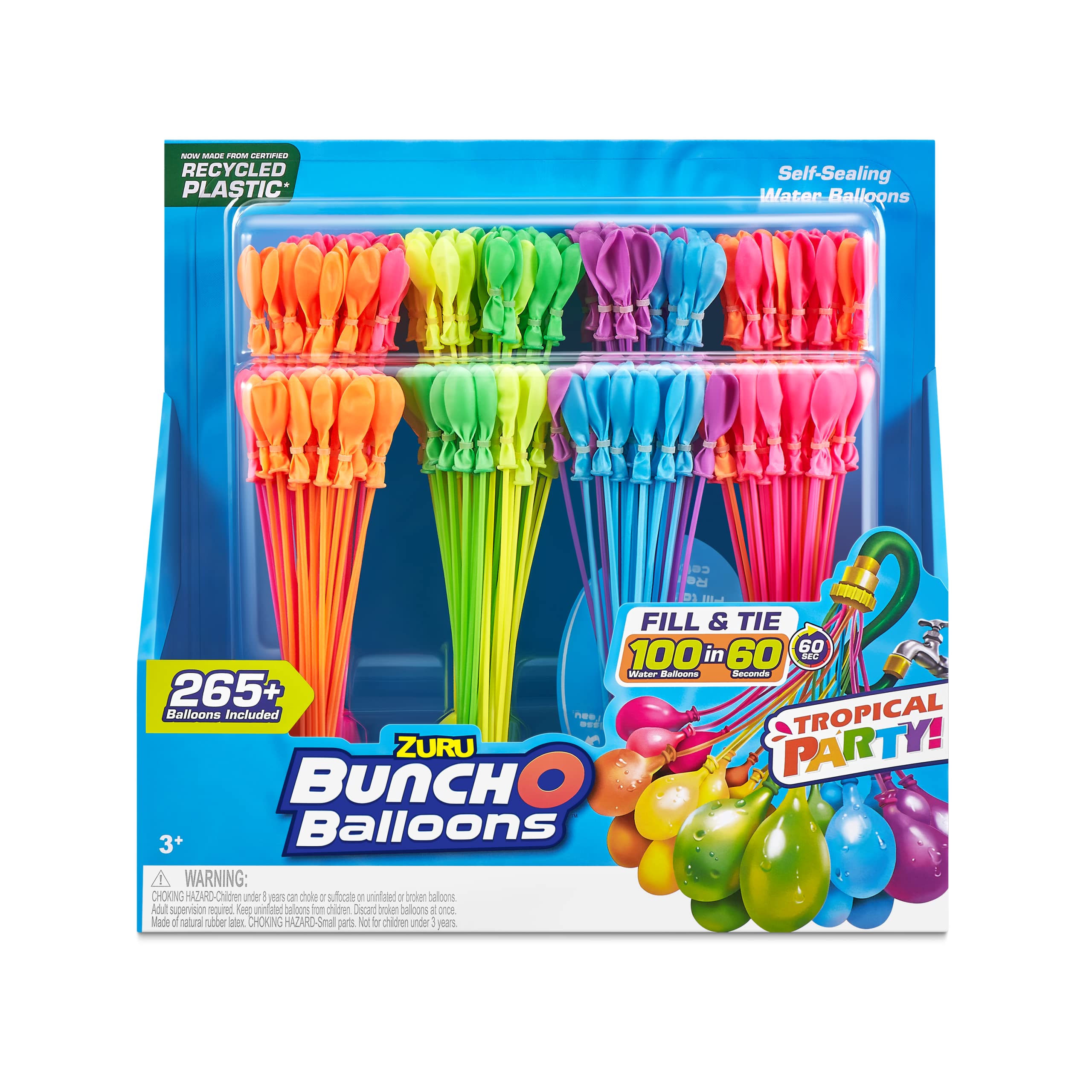 ZURU Bunch O Balloons Tropical Party Pack – 8 Clusters, 265 Water Bombs