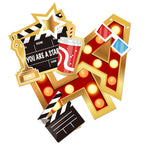 Zwiebeco Movie Night Birthday Banner – Hollywood Film Theme Party Decor