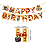 Zwiebeco Movie Night Birthday Banner – Hollywood Film Theme Party Decor