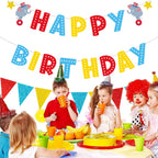 Zwiebeco Red Blue Yellow Birthday Banner Triangle Flags – Party Garland
