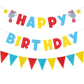 Zwiebeco Red Blue Yellow Birthday Banner Triangle Flags – Party Garland