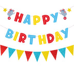 Zwiebeco Red Blue Yellow Birthday Banner Triangle Flags – Party Garland