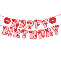Zwiebeco Love Heart Happy Birthday Banner – Red & Pink Glitter Hanging Sign
