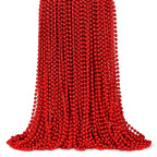ZYFLSQ 100 Pcs 33-Inch 7mm Metallic Red Mardi Gras Beads Necklaces – Party Favors & Parade Accessories