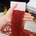 ZYFLSQ 100 Pcs 33-Inch 7mm Metallic Red Mardi Gras Beads Necklaces – Party Favors & Parade Accessories